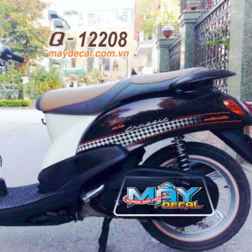 Tem xe mio clasico , tem rời cao cấp 3 lớp dán xe nâu trắng