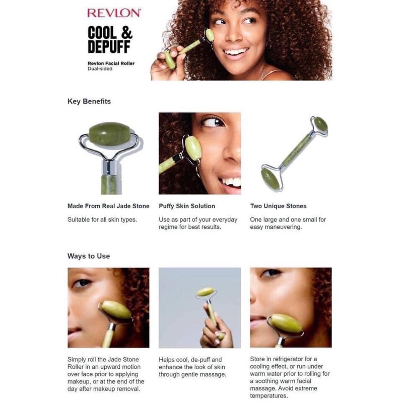 Thanh Lăn Mát xa Mặt & Mắt Revlon Jade Facial Roller