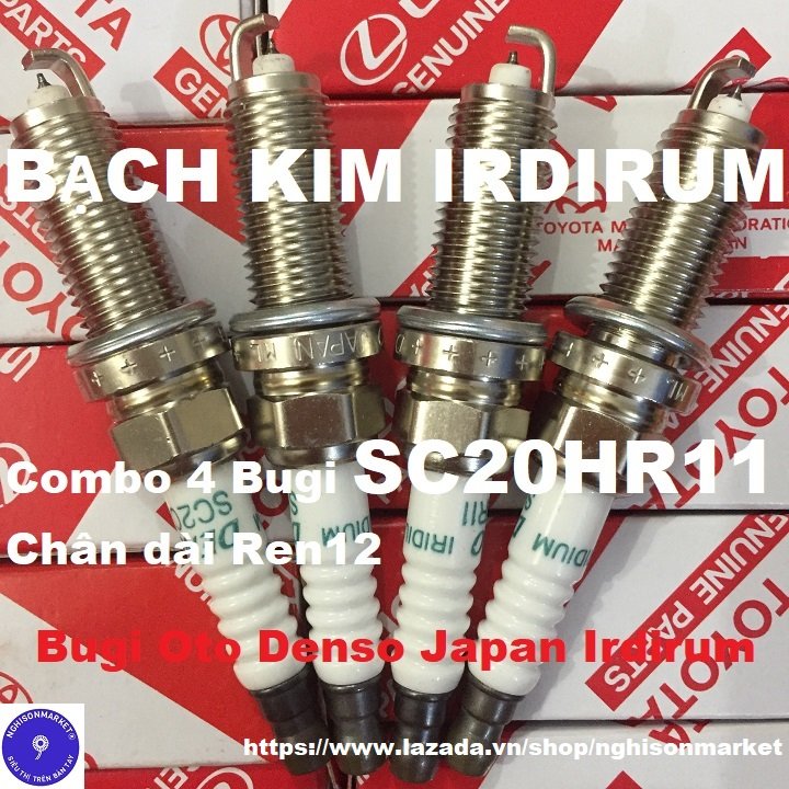 Bugi xe Corolla Altis Avanza Veloz bộ 4 chiếc Bạch Kim Iridium Denso Japan