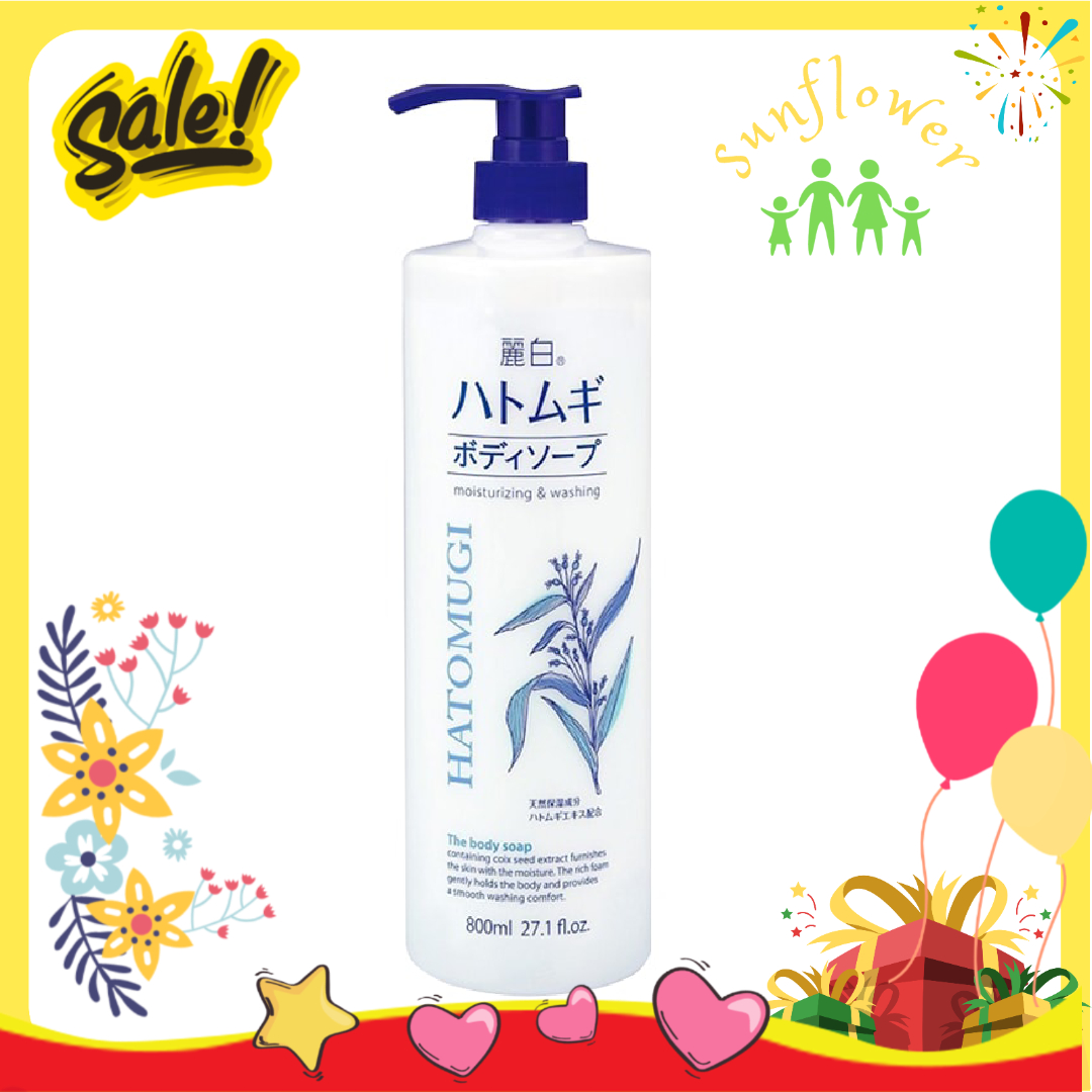 Sữa tắm dưỡng ẩm trắng da Hatomugi Moisturizing Washing 800ml
