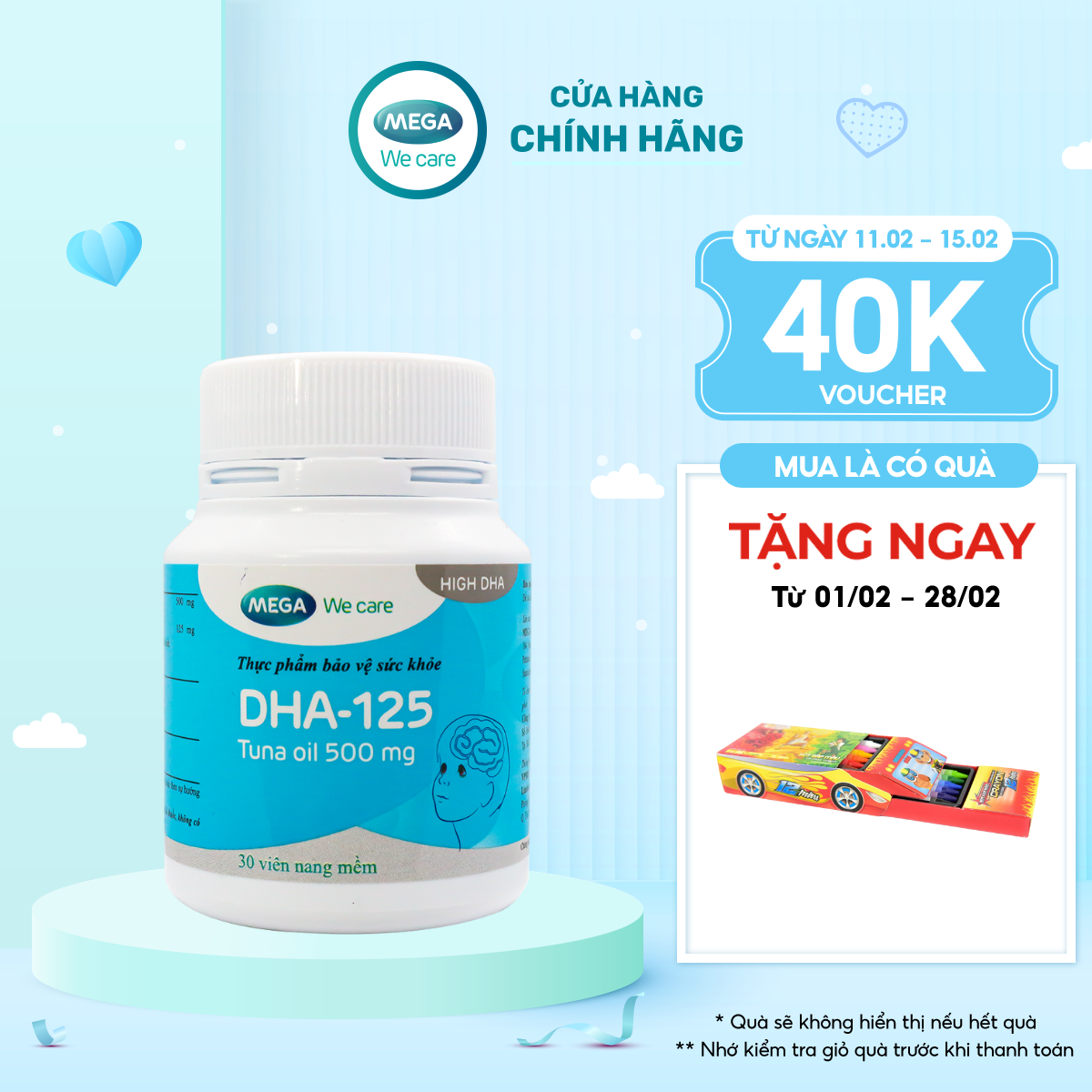 CHÍNH HÃNG - DHA -125 Chai 30 viên - Hỗ Trợ Phát Triển Não Bộ và Thị Giác