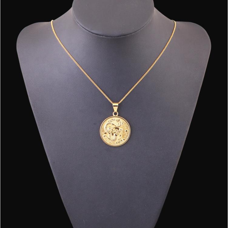 BỘ DÂY CHUYỀN MẶT RỒNG NHẢ CHÂU - TẠO NÊN LINH KHÍ BẬC QUÂN TỬ - MẠ VÀNG Ý 18K SỬ DỤNG SÁNG BÓNG BỀN ĐẸP DÀI LÂU