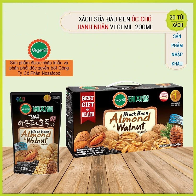Thùng sữa hạt vegemil đậu đen óc chó hạnh nhân 200ml
