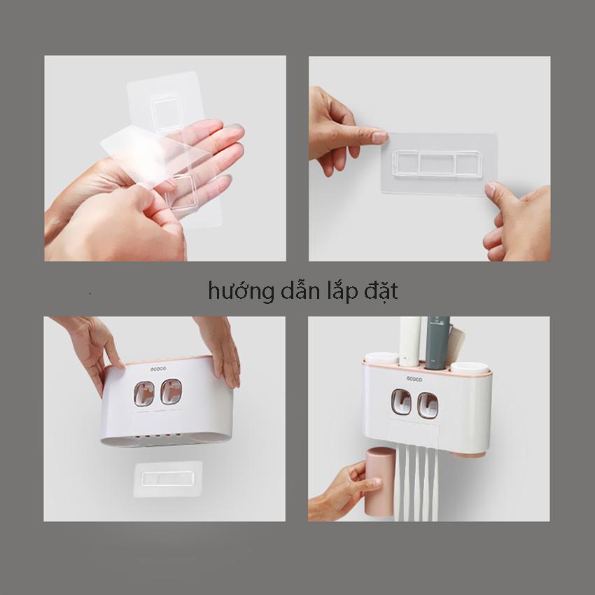 Kệ phòng tắm 4 cốc và 2 kem đánh răng ECOCO 1802 sạch sẽ