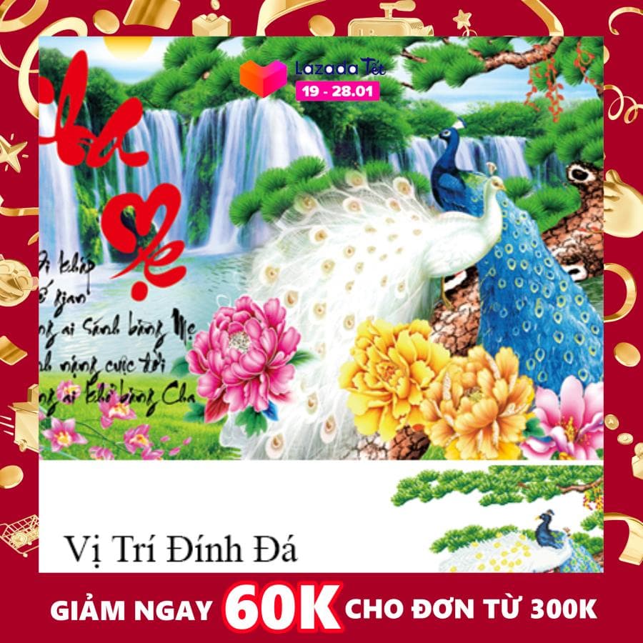 Tranh đính đá Cha mẹ - LV076 KT 75*50cm