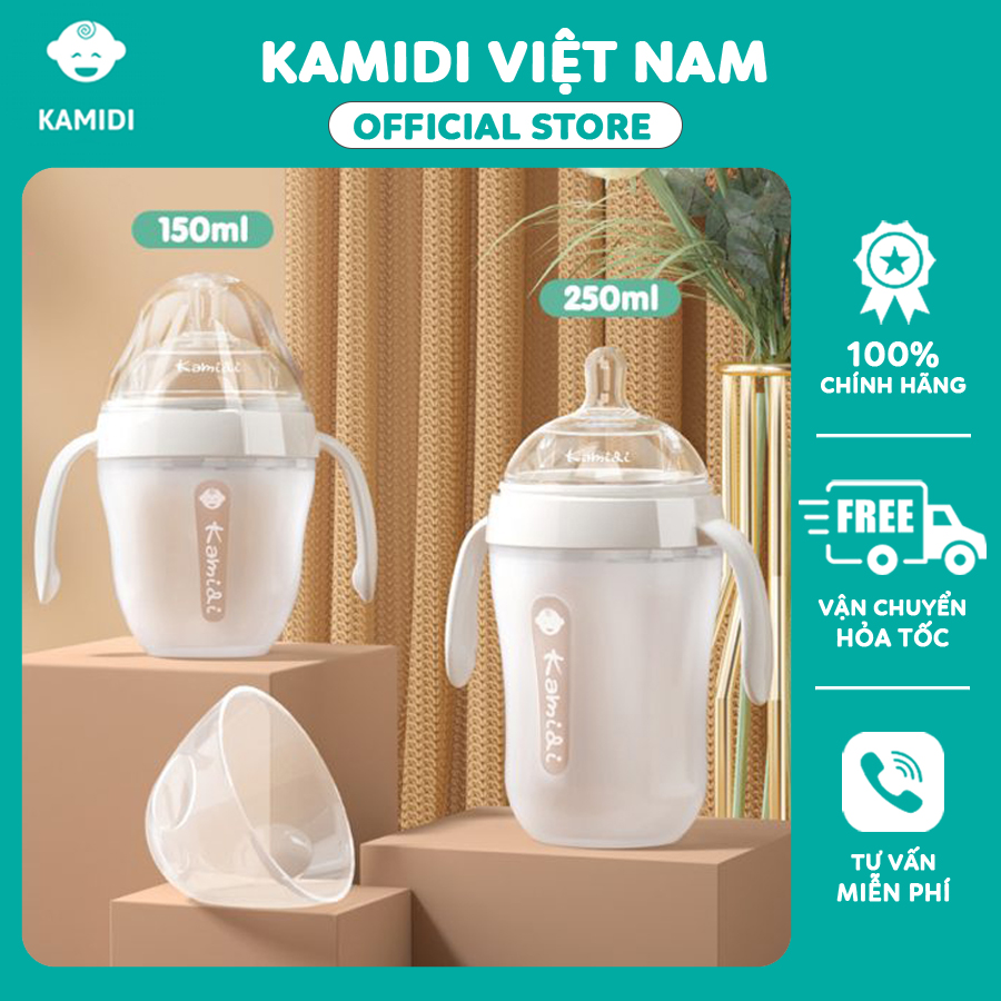Bình sữa Kamidi Silicon Trắng 150ml 250ml CHÍNH HÃNG KAMIDI VIỆT NAM