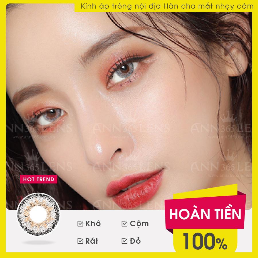 [𝗔̂̉𝗺 𝟱𝟱%] Kính Áp Tròng 1 Tháng Chống Tia UV 0-6 Độ Silicone Hydrogel Màu Xám Vân Đá Ann Sunny ANN365 (1 cặp)