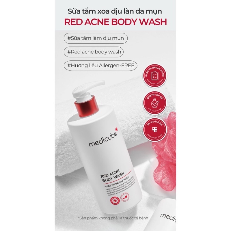 [TẶNG BÔNG TẮM CAO CẤP] Bộ đôi làm sạch mụn và tẩy da chết body (Sữa tắm RED+ Tẩy da chết Body Scrub)
