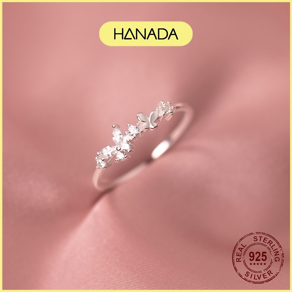 Nhẫn Bạc 925 Hanada Hoa Đá Đơn Giản Tiểu Thư 1024