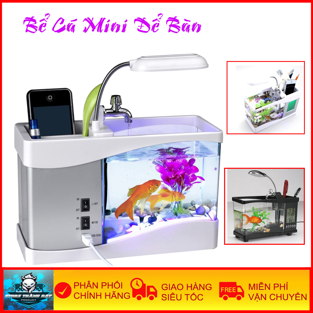 Bể Cá Mini Để Bàn Có Đồng Hồ Nhiệt Độ Máy Bơm Xịn Xò Tặng Kèm Phụ Kiện Thủy Sinh - Bảo Hành Toàn Quốc