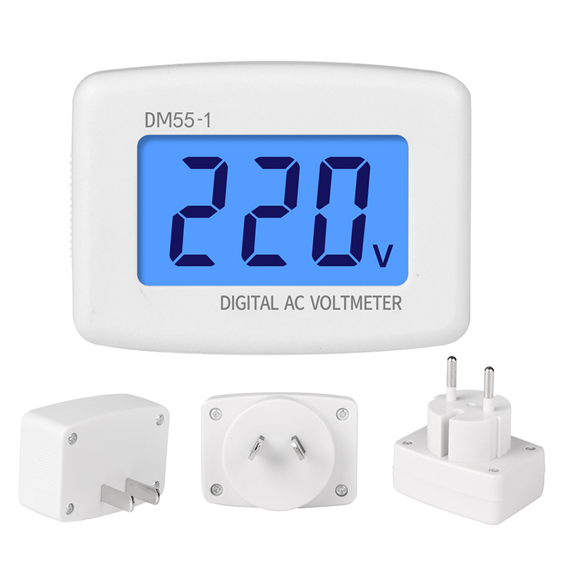 DM55-1 AC 80-300V Digital Voltmeter EU US Plug Voltmeter Socket Voltage Tester LCD Display Voltage Meter 110V-220V