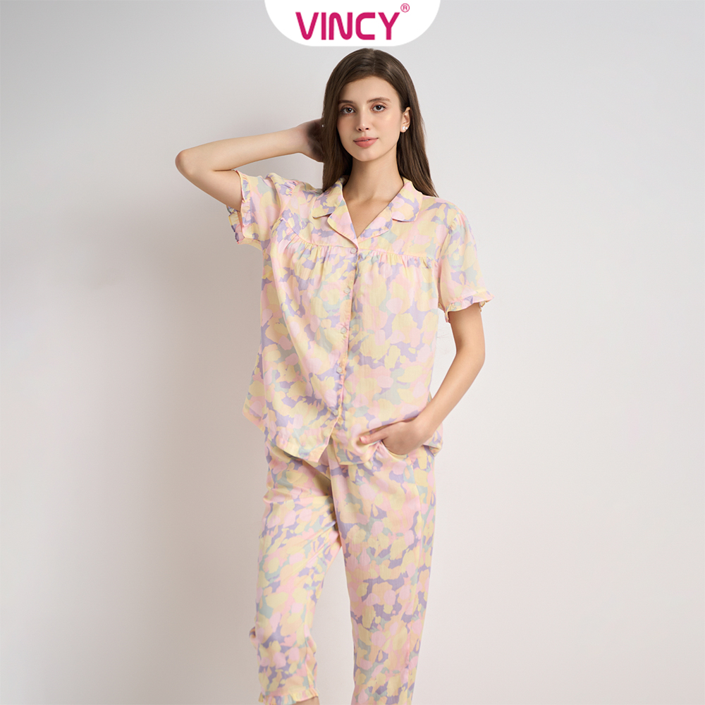[Mua 3 giảm 20%, mua 2 giảm 15%] Bộ Đồ Satin Lửng Nữ Vincy BLS050W31