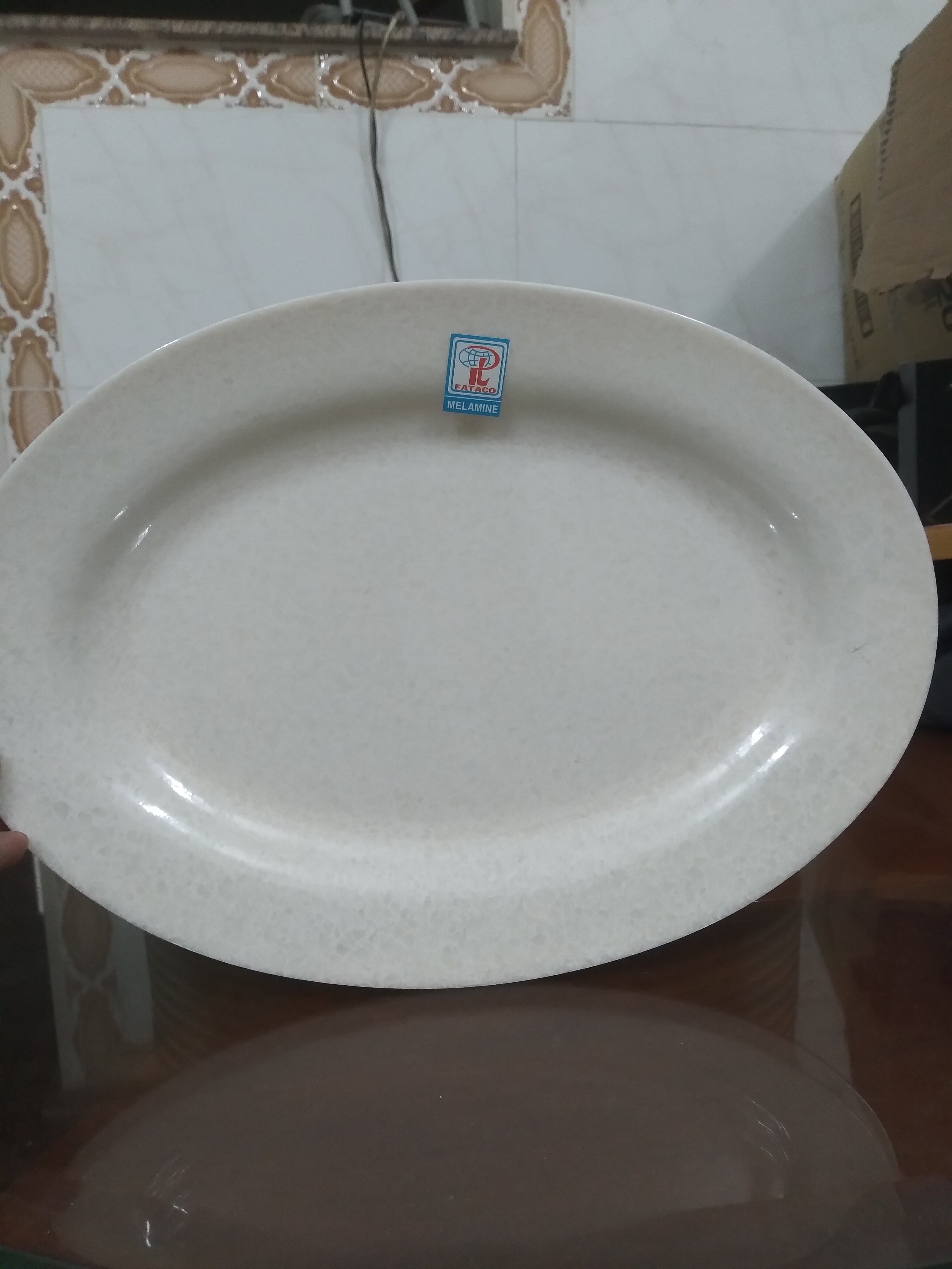 Dĩa hột xoài nhựa Melamine vân đá trắng