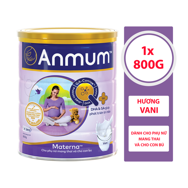Sữa bột Anmum Materna Hương Vanilla Hương Socola Ít đường 800g