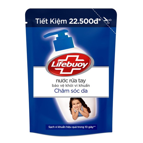 Combo 2 Nước Rửa Tay Lifebuoy Chăm Sóc Da (Xanh) Túi 400G