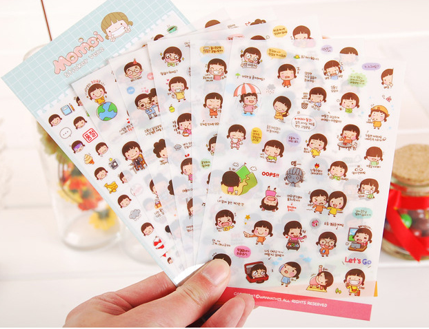Set of 6 Momo Girl Stickers