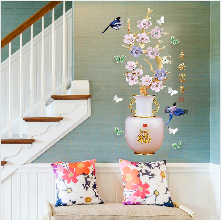 [HCM]Decal trang trí tường - Chậu Hoa mẫu đơn  đẳng cấp
