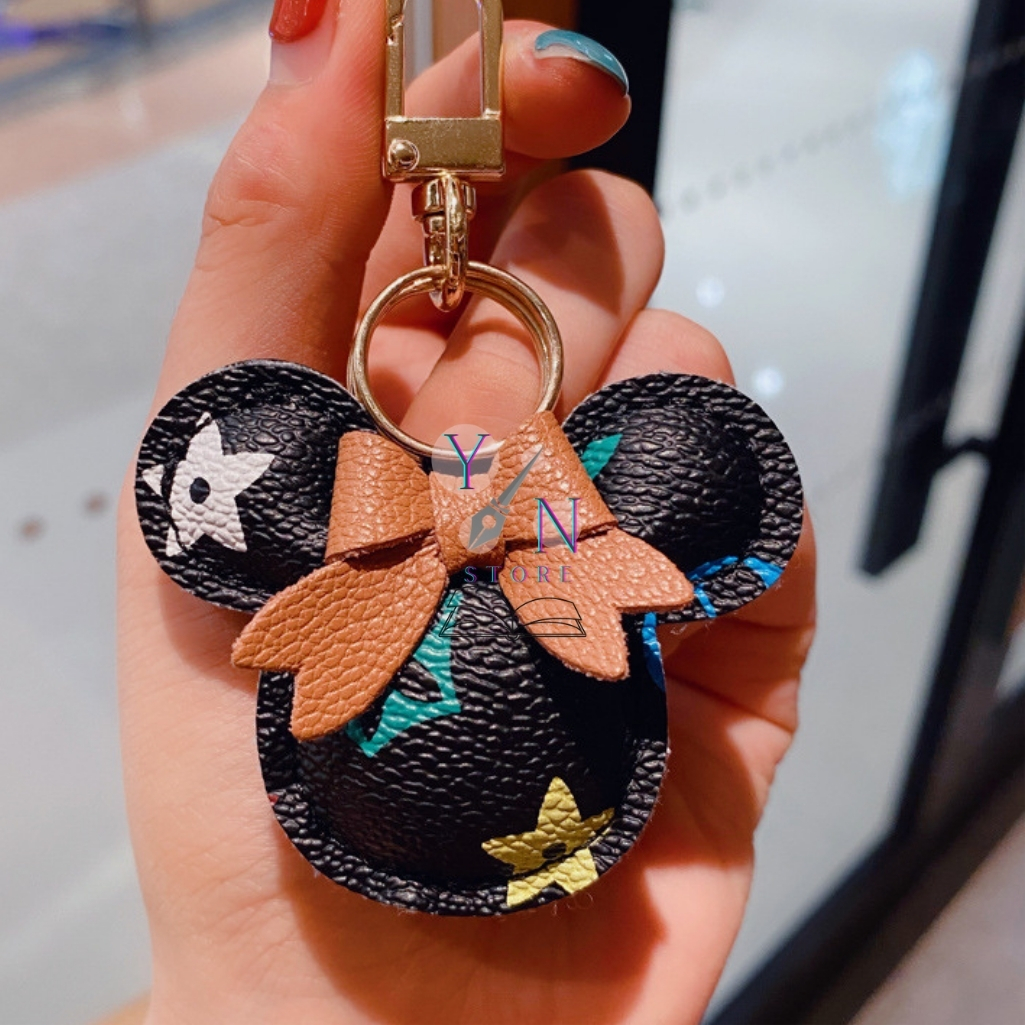 Móc Khóa Mickey Minnie Da Siêu Sang