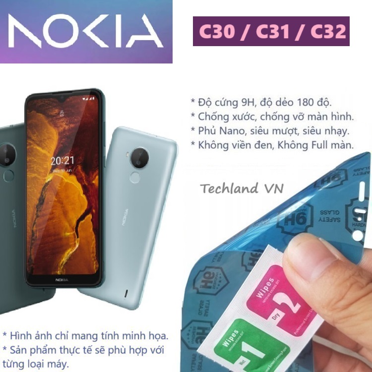 Cường Lực Phủ Nano Nokia C30 / C31 / C32 - Trong Suốt, Không Full Màn, Không Viền Đen