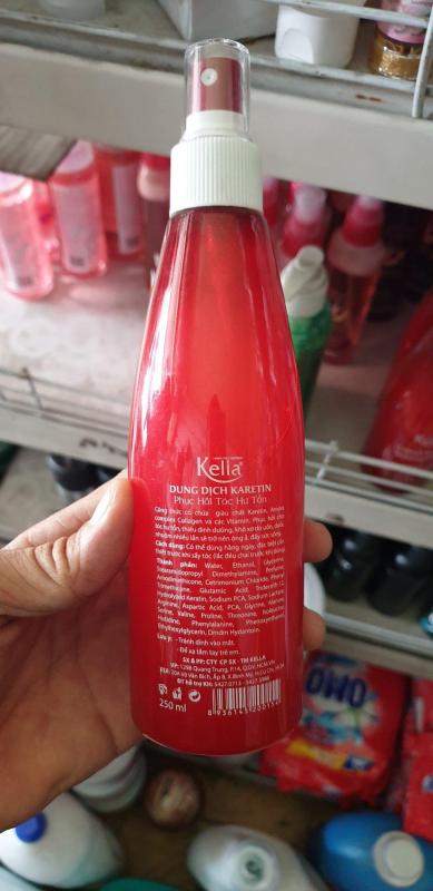 Xịt dưỡng tóc Keratin phục hồi hư tổn Kella 250ml đỏ - Hàng Chính Hãng nhập khẩu
