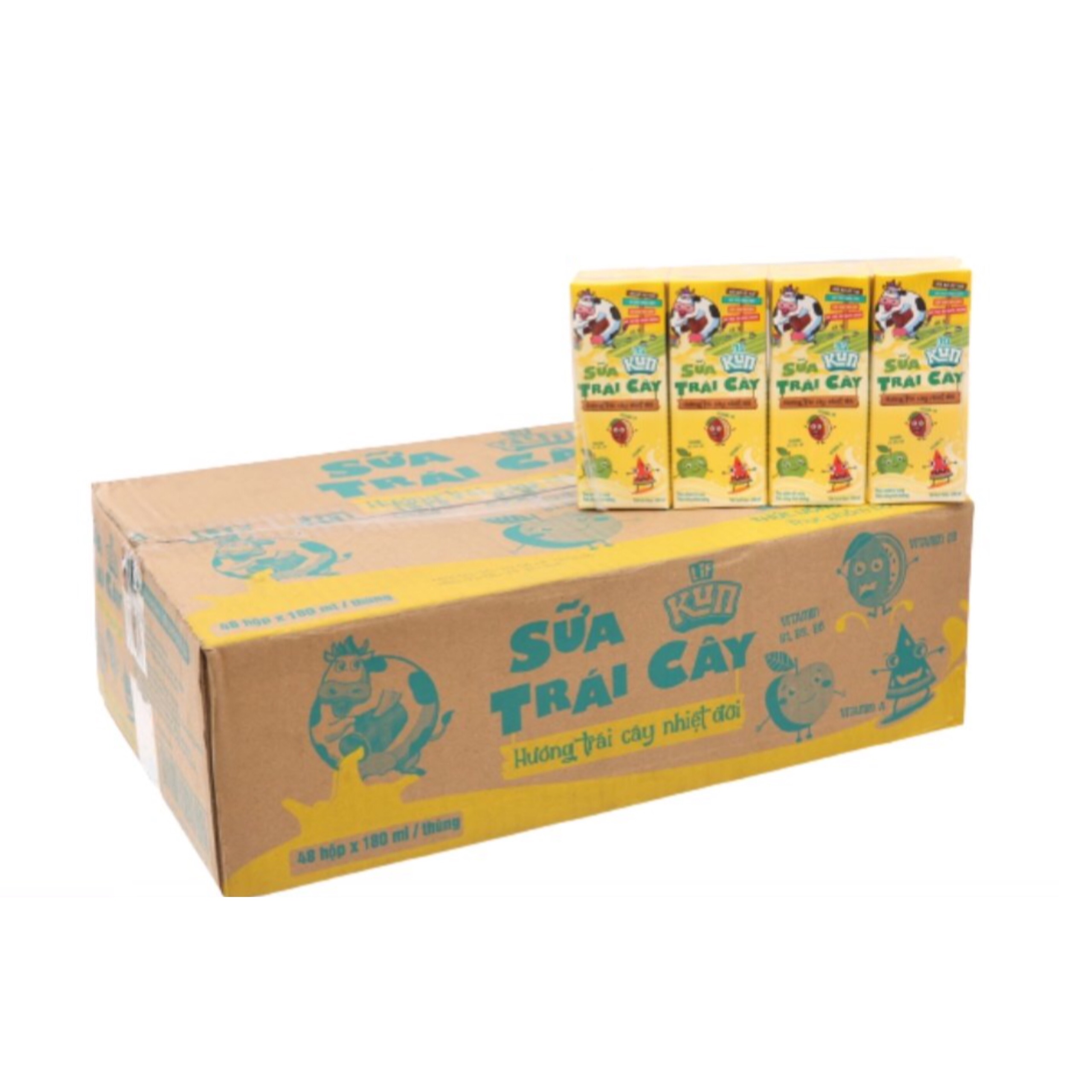 [Thùng 48 Hộp] Sữa Kun Trái Cây Nhiệt Đới 180ml