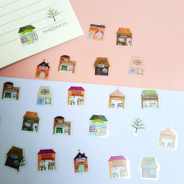 Bộ 48 sticker hình dán mini ngôi nhà hồng