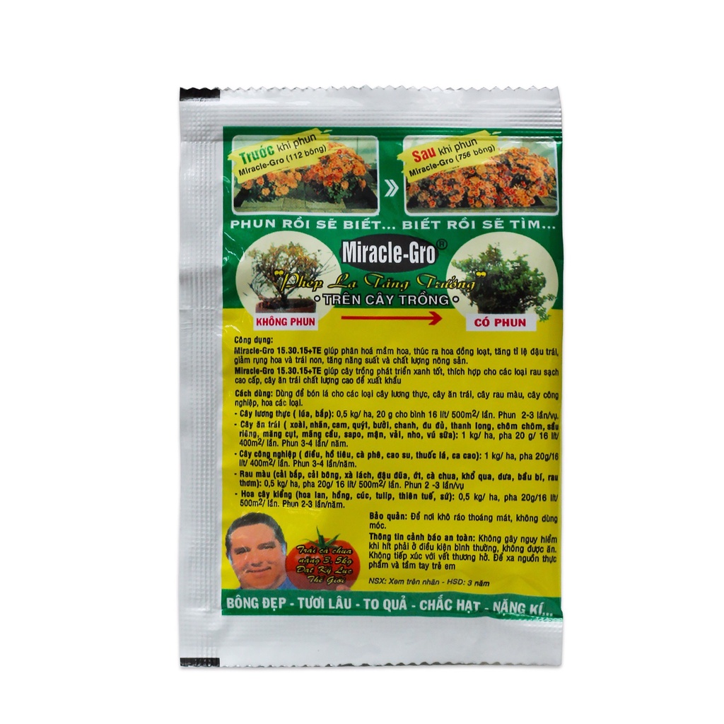 Phân bón lá Miracle-Gro 15-30-15 USA 10gram