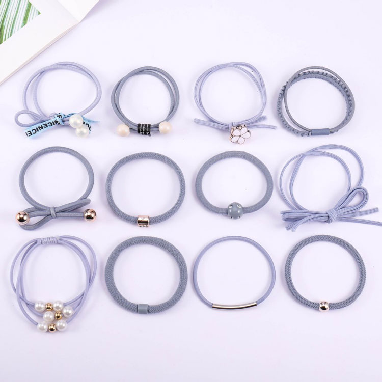 Box of 12 beautiful Korean hair ties (light blue)