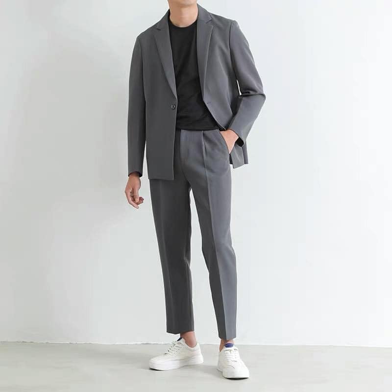 [Hot][Freeship]Áo Khoác Blazer Nam dáng Hàn Quốc form rộng dài tay , áo vest nam trẻ trung thời trang màu đen , màu trắng kem , màu ghi Bebestore