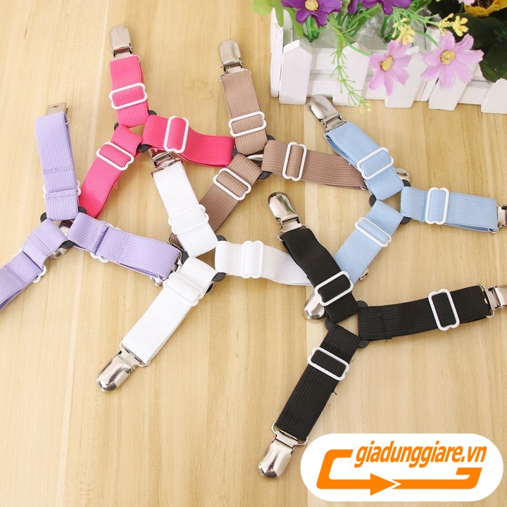 Bộ 4 Kẹp ga trải giường, kẹp đệm chống xê dịch, cố định và giữ phẳng drap ga phủ giường