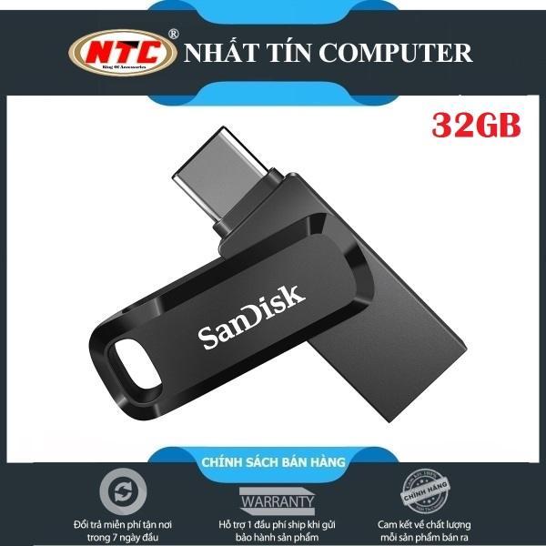 Bảng giá USB OTG Sandisk Ultra Dual Drive Go USB Type-C 3.1 32GB 150MB/s vỏ nhựa chống nhiễm điện (Đen) - Nhất Tín Computer Phong Vũ