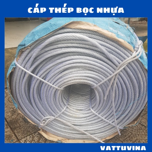 Cáp thép bọc nhựa 8mm (8ly), cáp bọc nhựa Phi 8mm