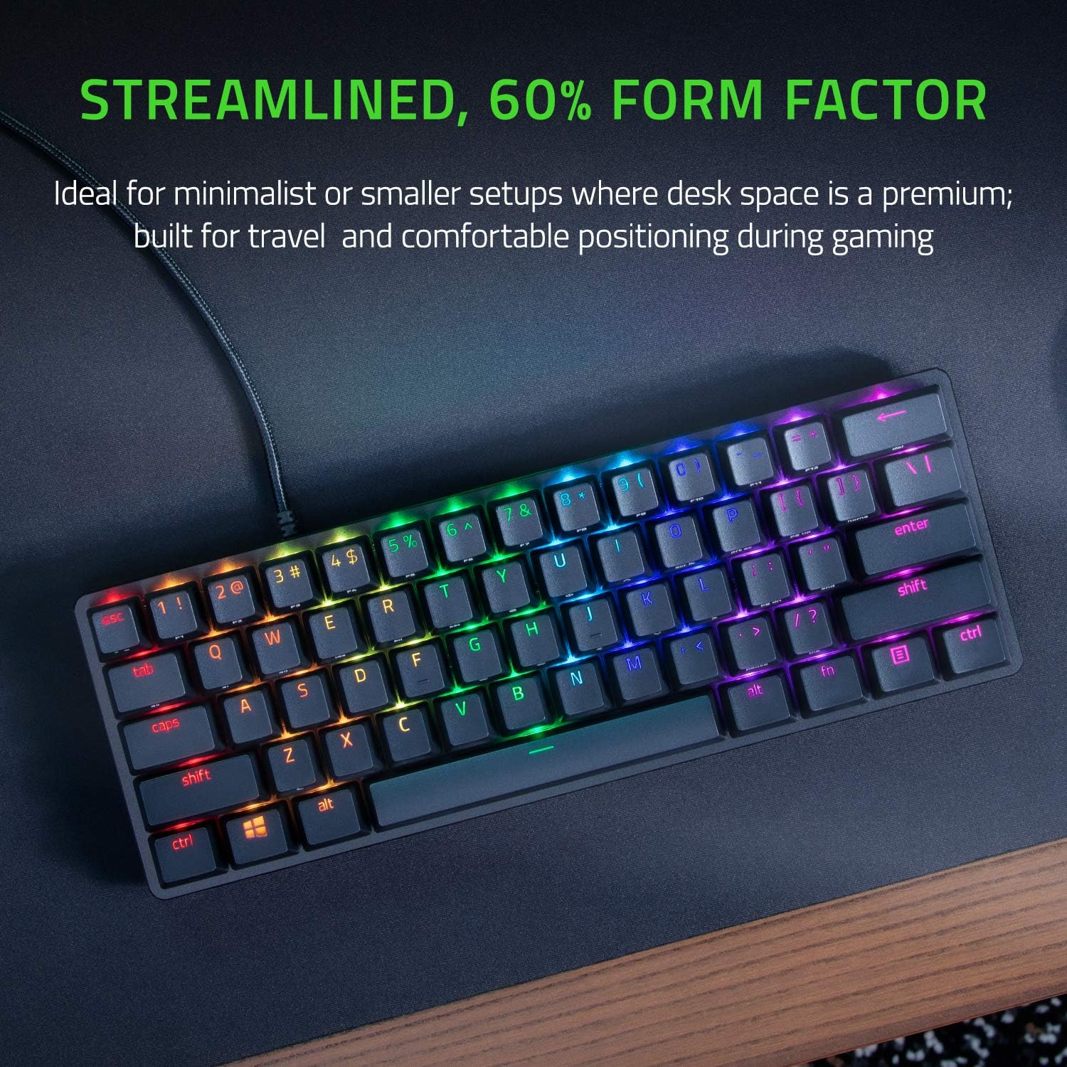 Razer Huntsman Mini (Linear Optical Switch) - Black 60% Gaming Keyboard with Razer™ Optical Switch (Bàn phím Gaming)