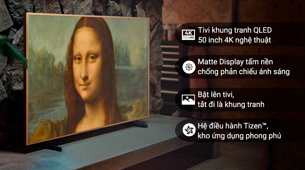 Smart tivi khung tranh the frame qled samsung 4k 75 inch qa75ls03b