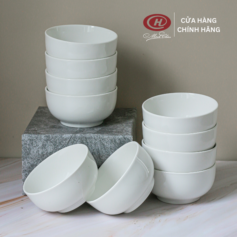 Bộ 6 Bát Cơm Trắng Trơn 11.5cm C07 - Sứ Minh Châu