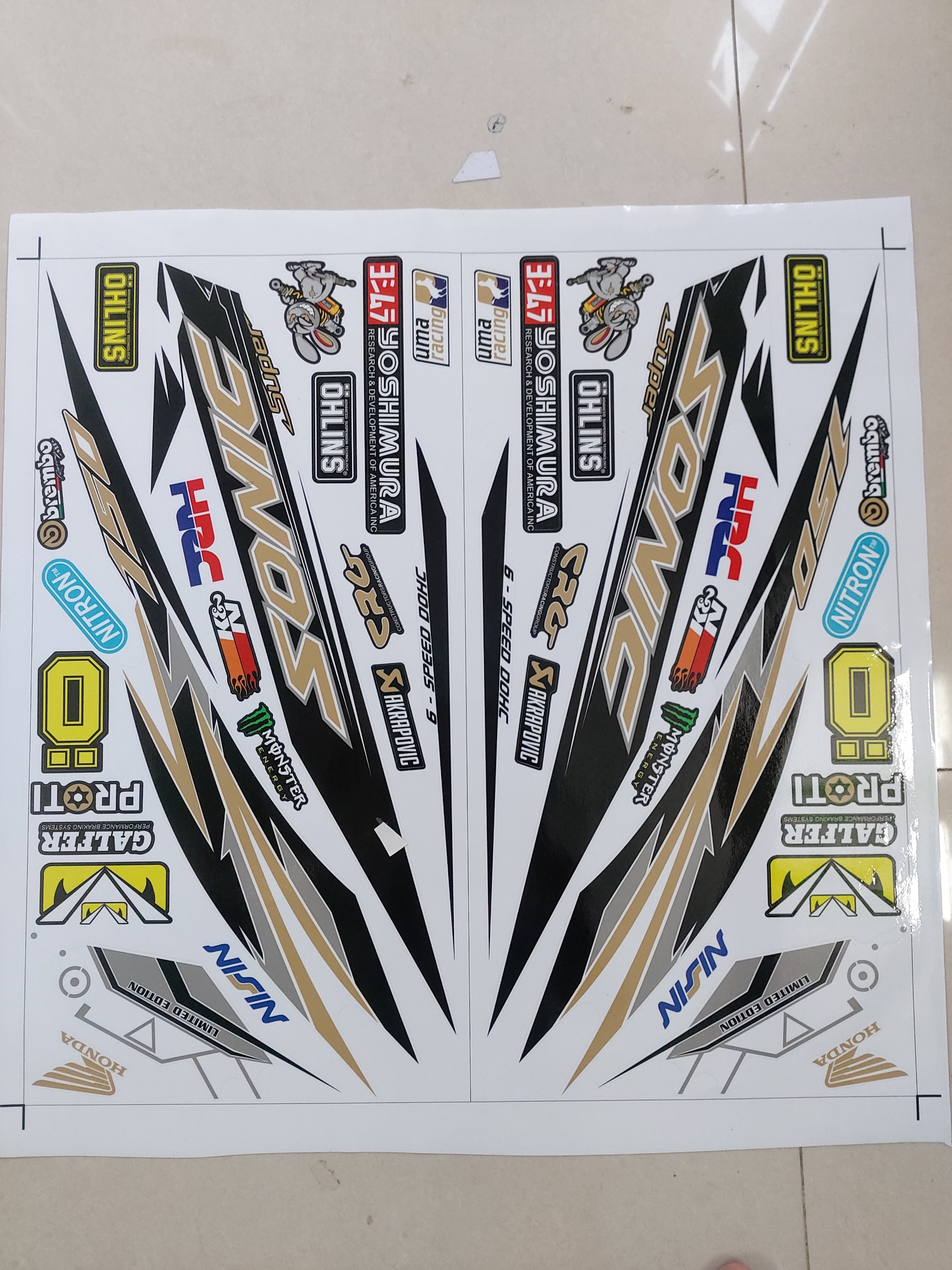 Tem xe sonic 150 tặng logo mắt cú