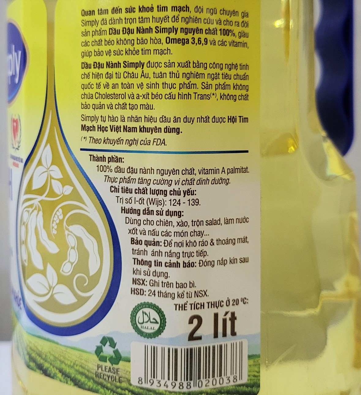 [Bình 2 Lít] DẦU ĐẬU NÀNH [VN] SIMPLY Soybean Oil (halal)