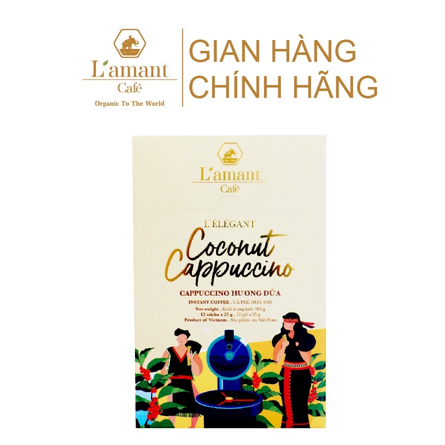 Cà phê hòa tan vị dừa L'amant Coconut Cappuccino (Hộp 300g)