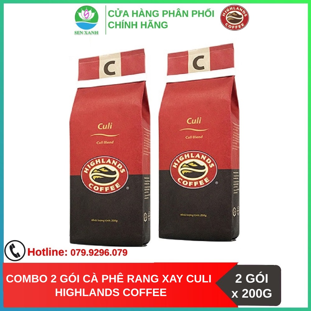 SenXanh CAFE Combo 2 gói Cà phê Rang xay Culi Highland Coffee 200g