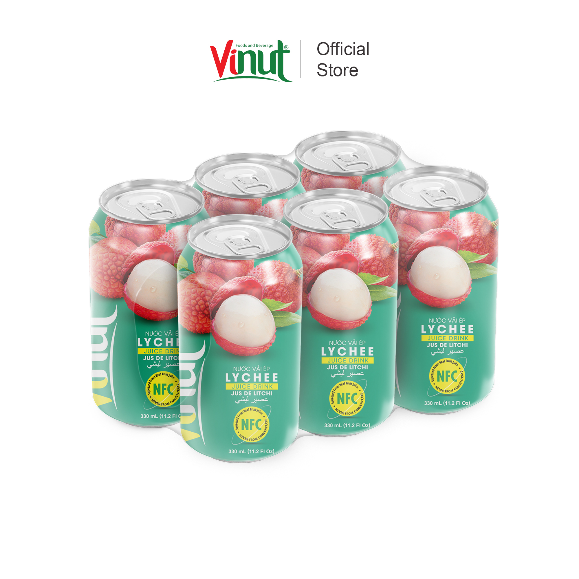 [LỐC 6 LON ] Nước ép Vải, Nước ép trái cây tươi VINUT (330ml/lon)
