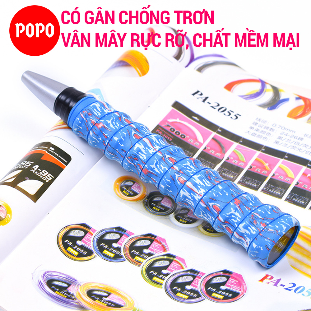 Quấn cán cầu lông có gân vân nhiều màu GY100, cuốn cán thoáng khí, thoát mồ hôi, độ bám cao
