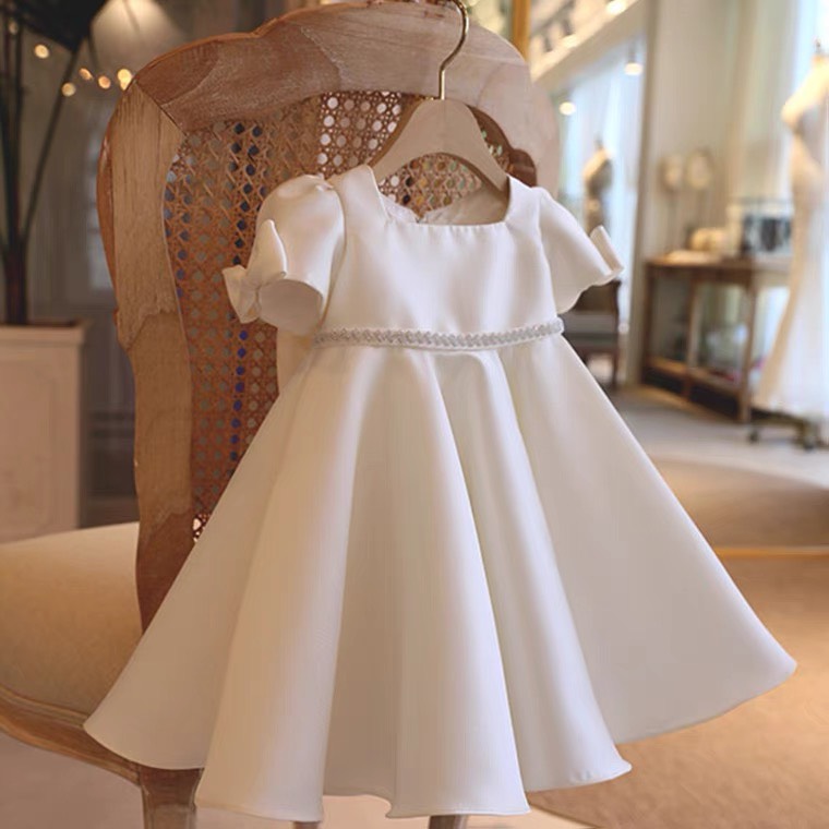 Dress Princess design big bow applique stone baby girls