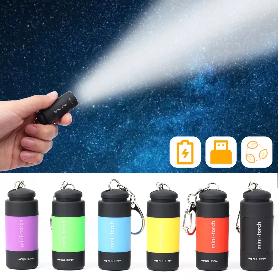 Móc khóa đèn pin sạc mini TORCH  chống nước 100%- đèn pin siêu sáng - đèn pin mini - den pin cam tay - đèn bão - đèn cắm trại dã ngoại