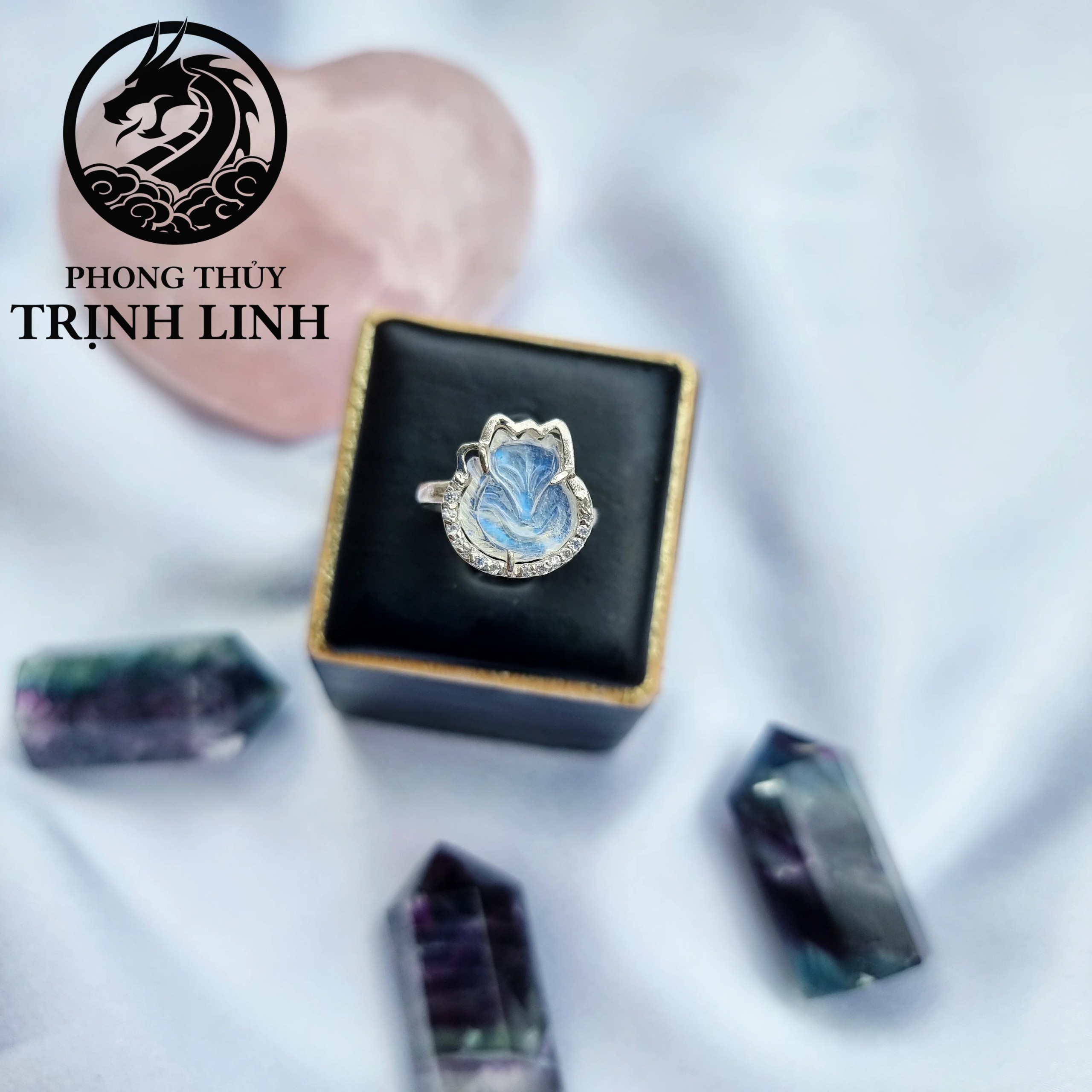NHẪN BẠC HỒ LY - TỲ HƯU MOONSTONE (INBOX ĐẶT SIZE)