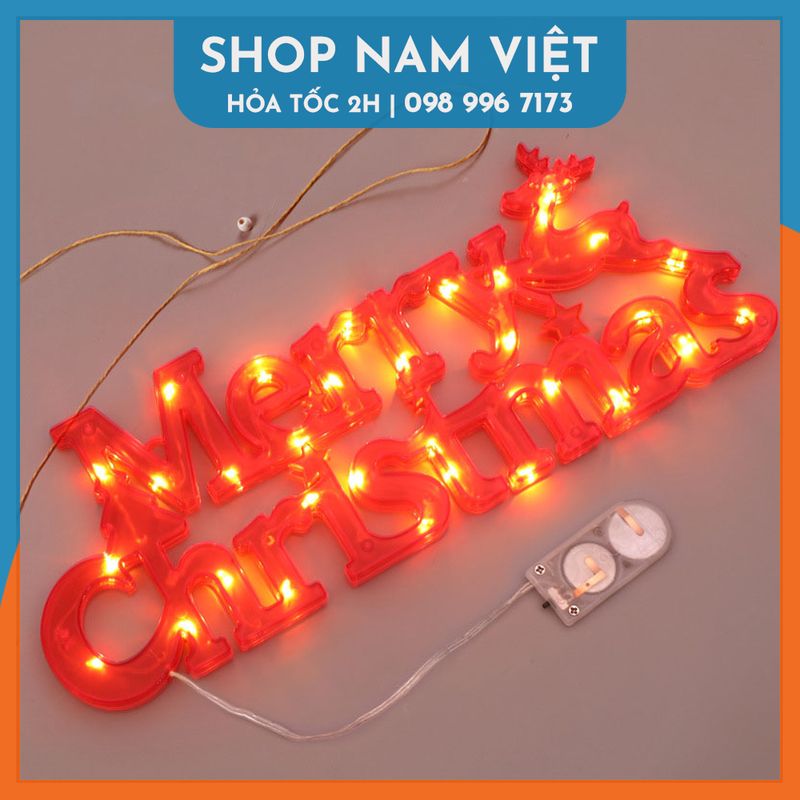 Đèn led chữ merry christmas treo cây thông, trang trí giáng sinh, noel