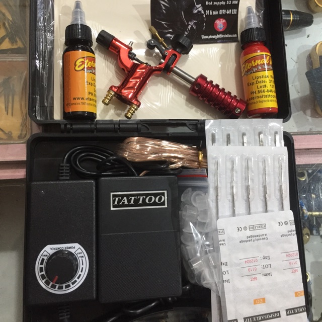 Combo hộp máy xăm Rotary Chuồn Chuồn + Full phụ kiện