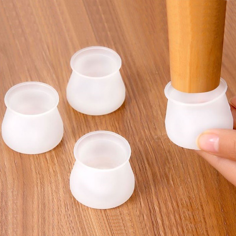 Set 4 Vỏ bọc chân bàn ghế chống trầy xước bằng silicon, nút cao su bịt chân bàn, ghế, ống hộp, Bọc chân ghế silicon Chống Ồn Nhật Bản