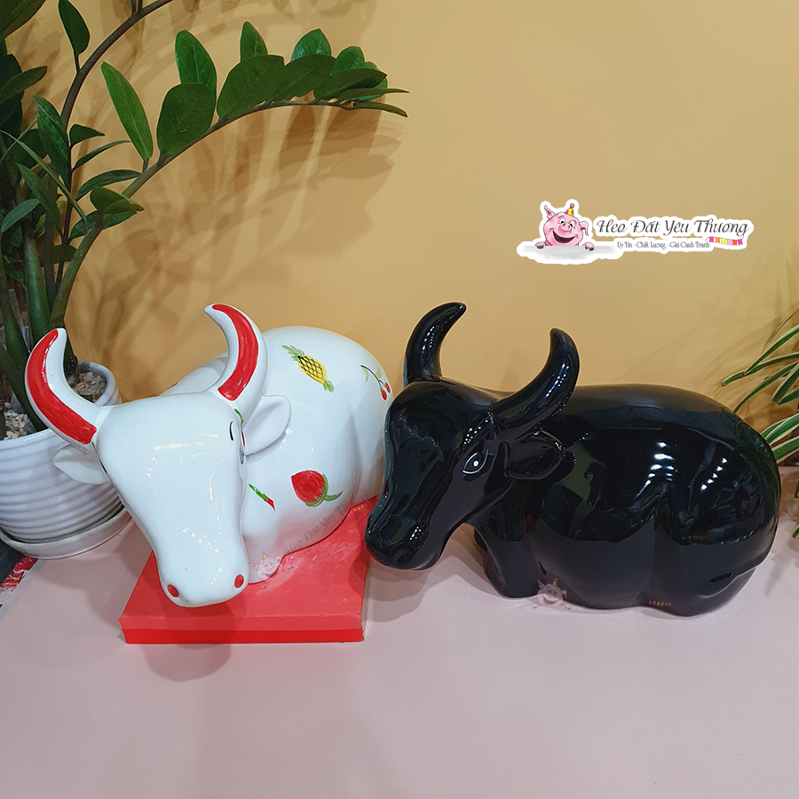 Trâu sừng tiết kiệm chất liệu gốm sứ ống heo tiết kiệm lợn đất đựng tiền trưng bày trang trí quà tặng