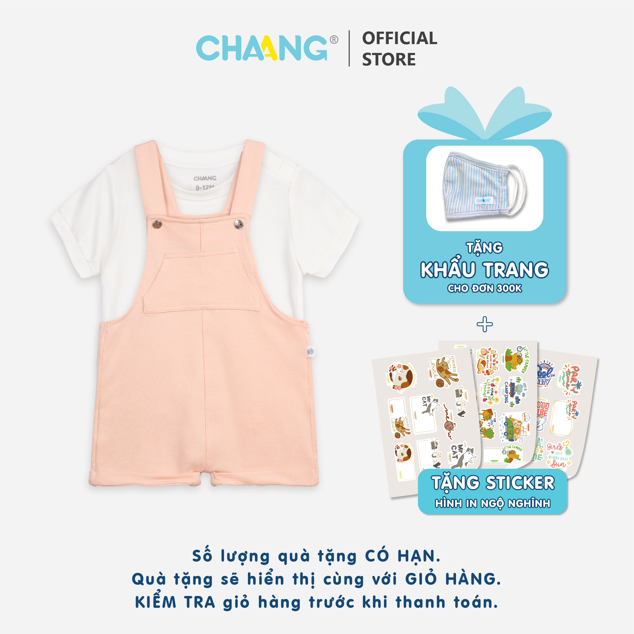Set bộ yếm bé gái Spring cam Chaang