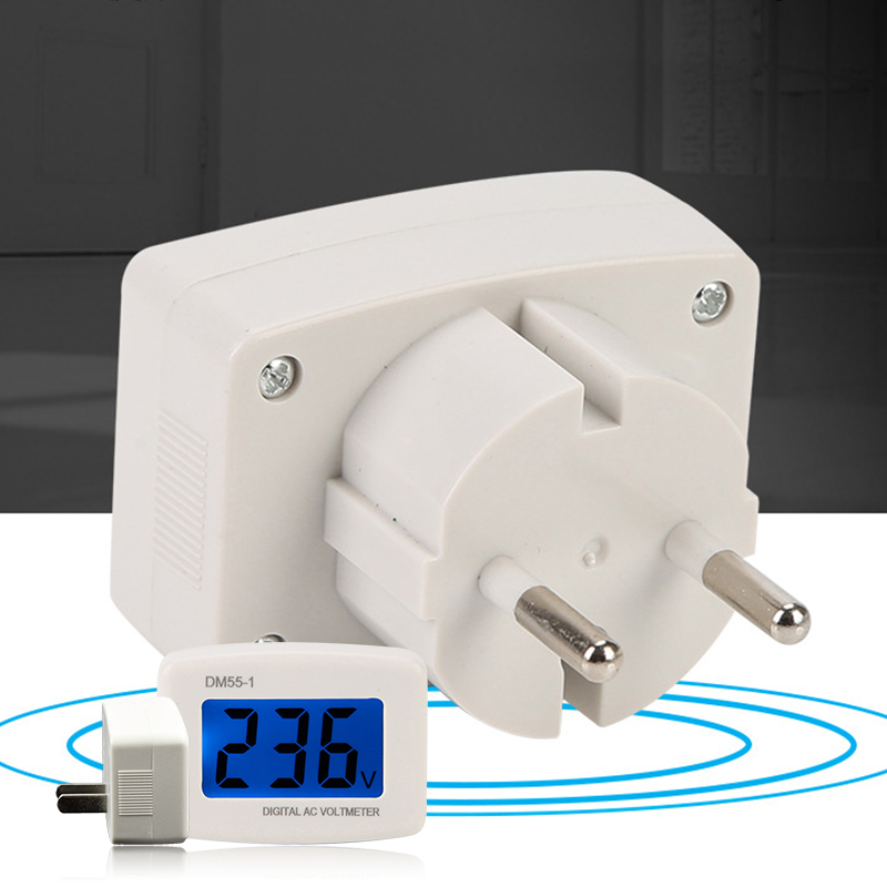 DM55-1 AC 80-300V Digital Voltmeter EU US Plug Voltmeter Socket Voltage Tester LCD Display Voltage Meter 110V-220V